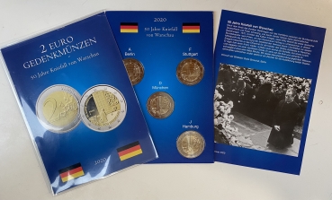 2 Euro Gedenkmünze Deutschland 2020 Willy Brandt alle 5 im Leuchtturm-Folder
